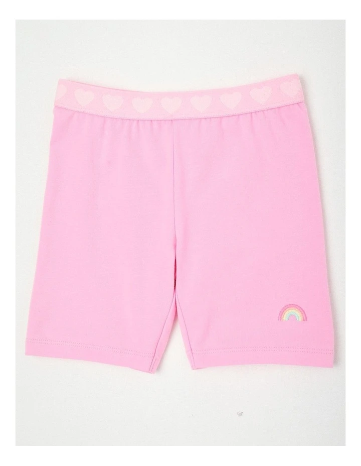 Essentials Bike Short With Jacquard Waistband in Pink/Hearts image 1
