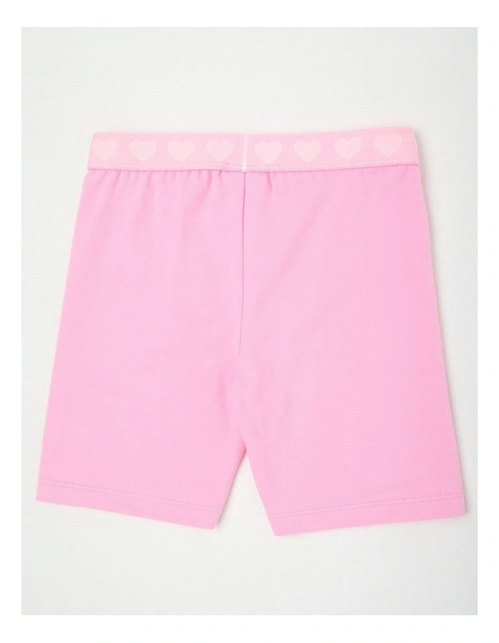 Essentials Bike Short With Jacquard Waistband in Pink/Hearts image 3