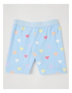 Essentials Bike Short With Jacquard Waistband in Blue/Aop Hearts