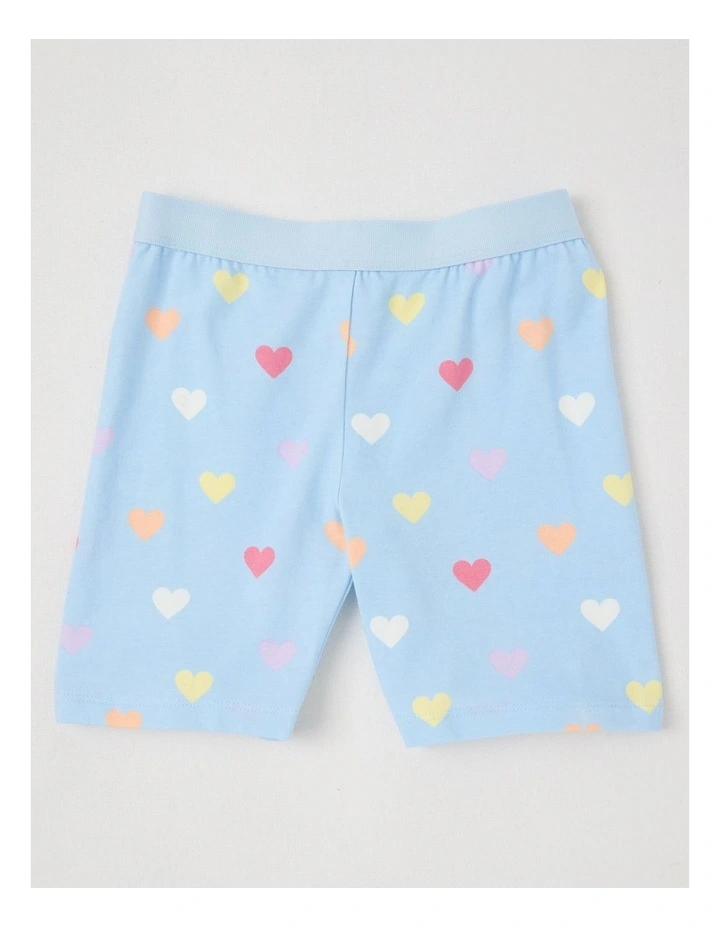 Essentials Bike Short With Jacquard Waistband in Blue/Aop Hearts image 1