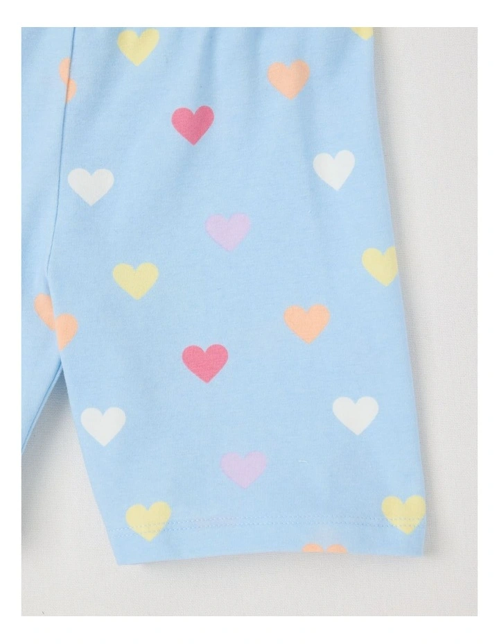 Essentials Bike Short With Jacquard Waistband in Blue/Aop Hearts image 2