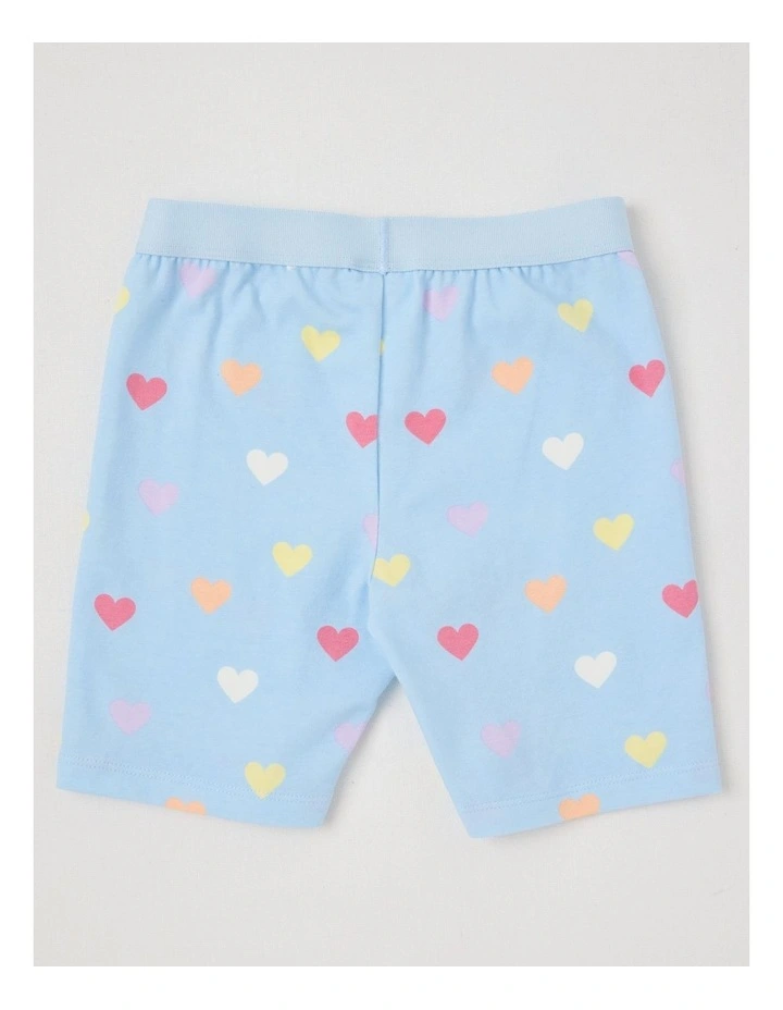 Essentials Bike Short With Jacquard Waistband in Blue/Aop Hearts image 3
