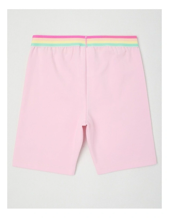Essentials Bike Short With Jacquard Waistband in Light Pink/Rainbow image 3