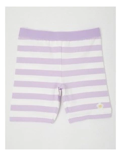 Essentials Bike Short With Jacquard Waistband in Purple/White Stripes