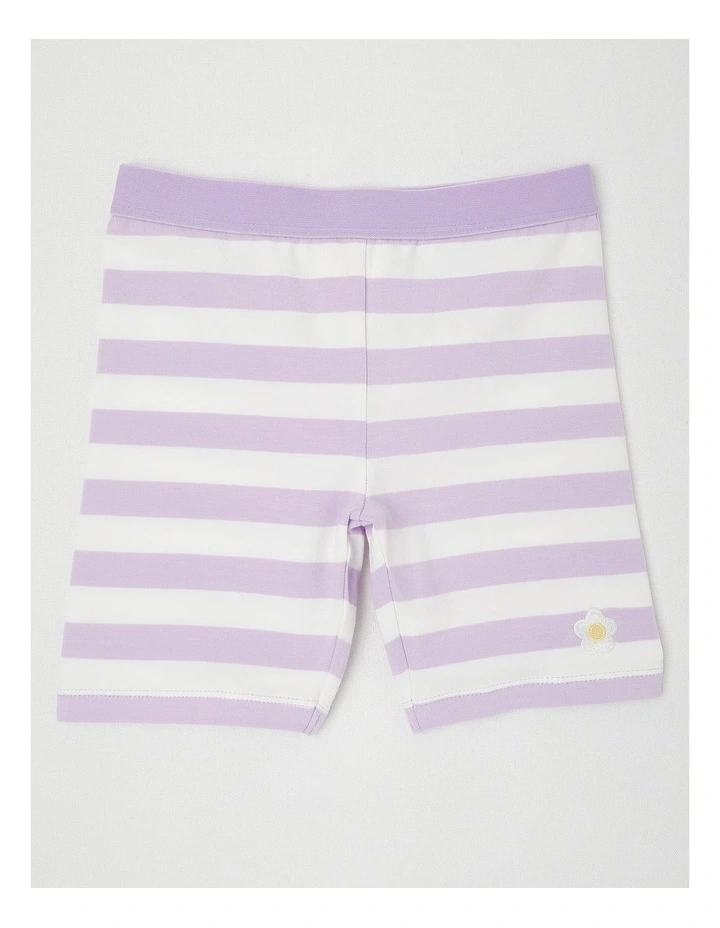 Essentials Bike Short With Jacquard Waistband in Purple/White Stripes image 1