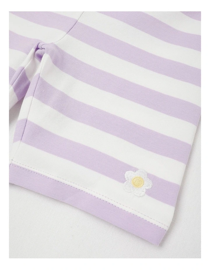 Essentials Bike Short With Jacquard Waistband in Purple/White Stripes image 2