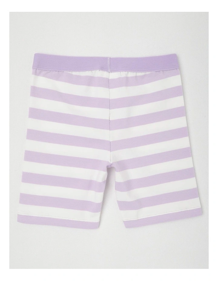 Essentials Bike Short With Jacquard Waistband in Purple/White Stripes image 3