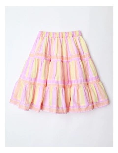 Tiered Stripe Skirt in Multicolour