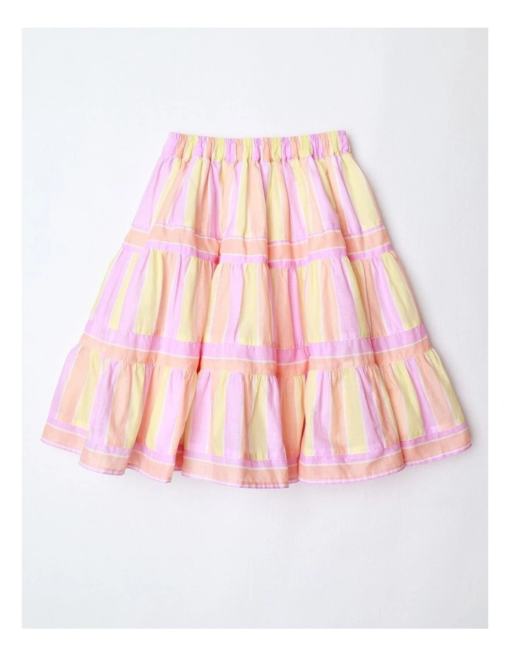 Tiered Stripe Skirt in Multicolour image 1