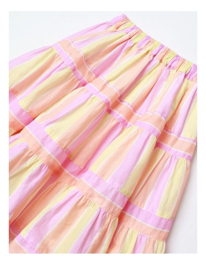 Tiered Stripe Skirt in Multicolour image 2