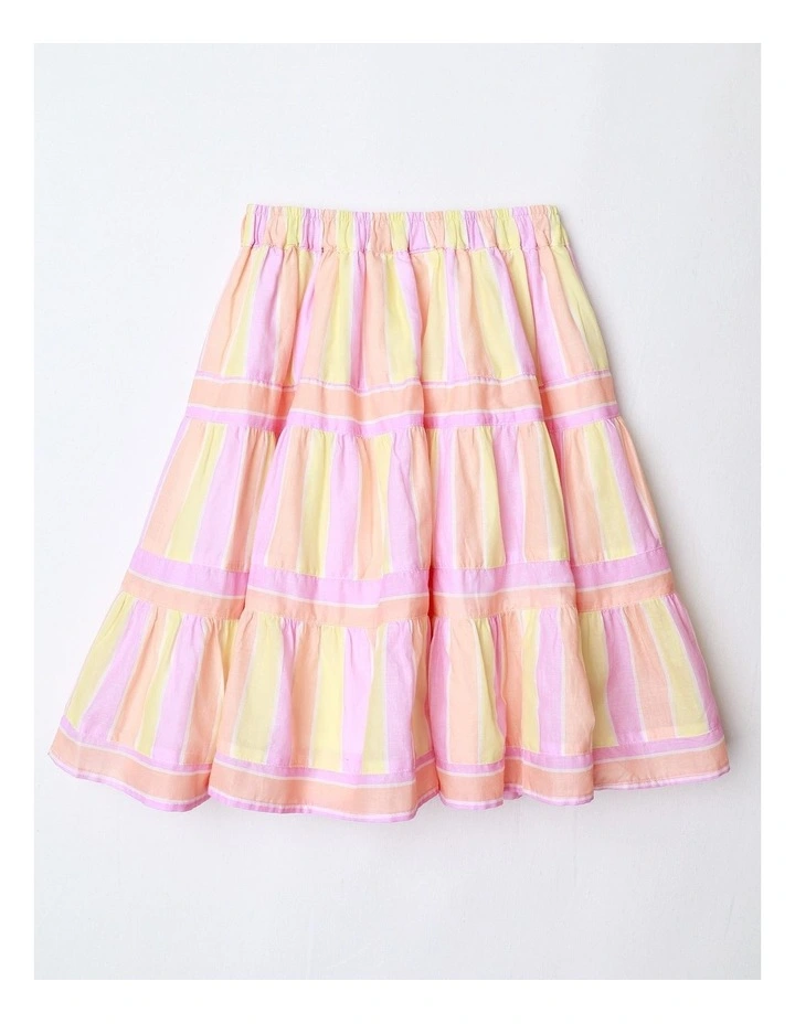 Tiered Stripe Skirt in Multicolour image 3
