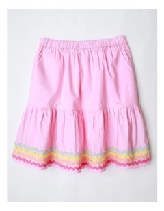 Peplum Skirt with Ric Rac Trim in Pink