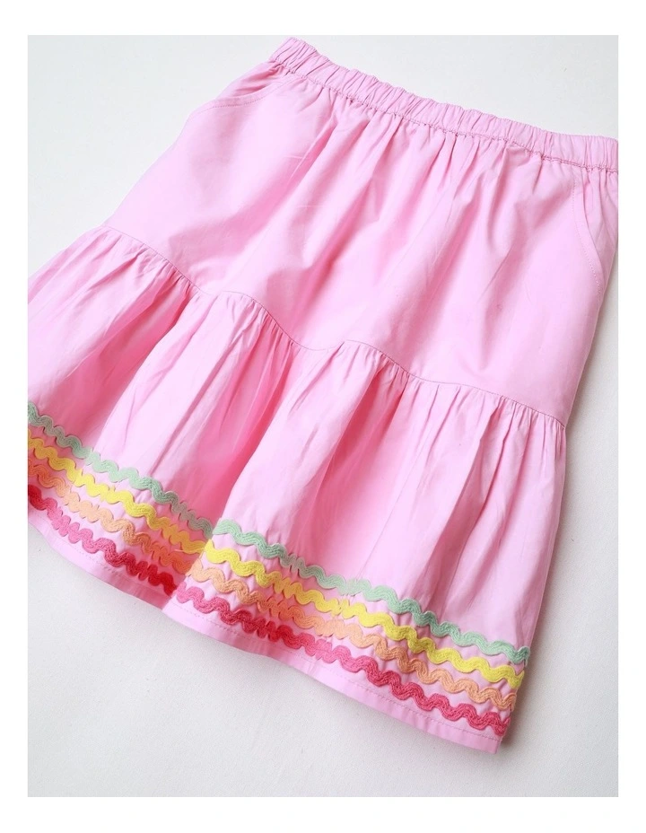 Peplum Skirt with Ric Rac Trim in Pink image 2