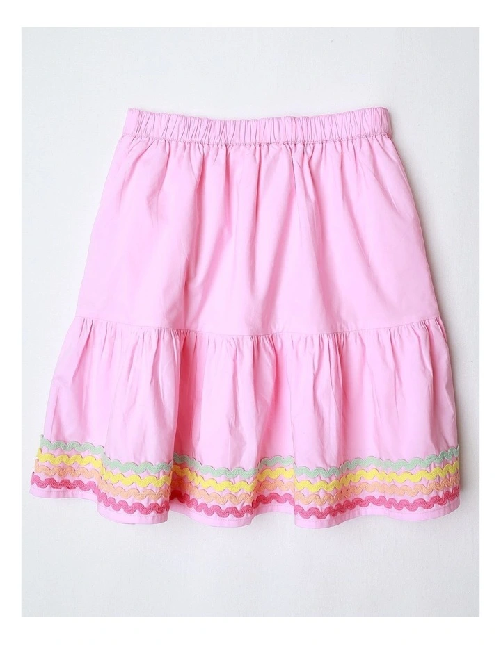 Peplum Skirt with Ric Rac Trim in Pink image 3