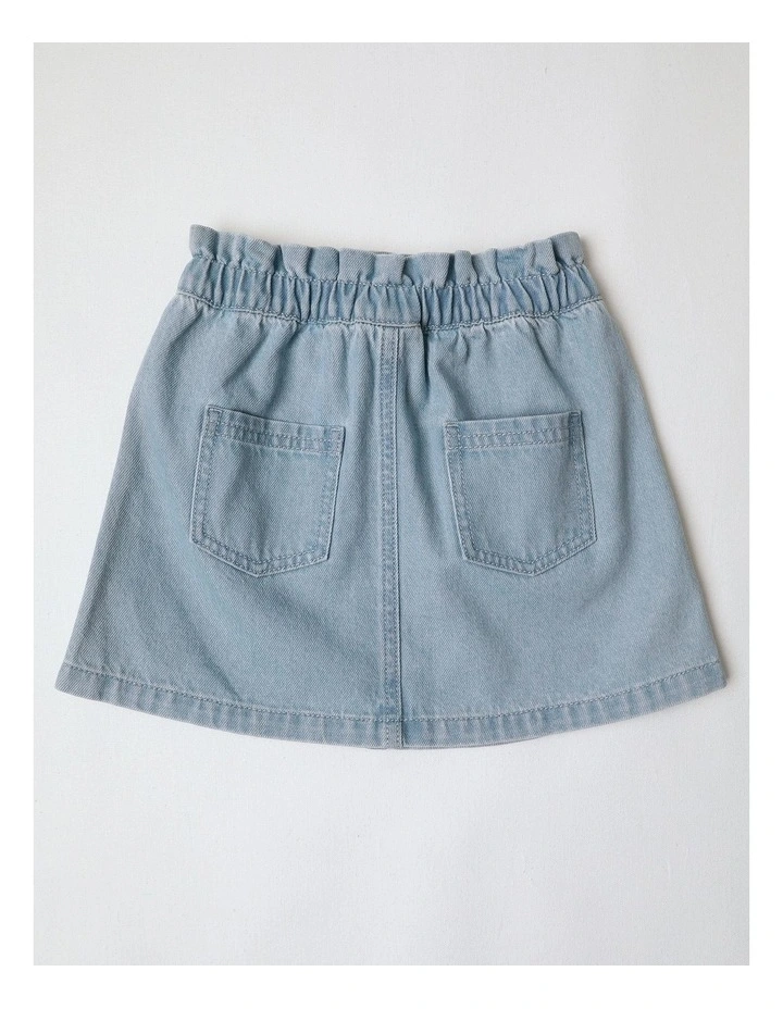 Paperbag Waist Skirt With Daisies in Denim image 3