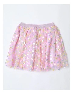 Sequin Tulle Skirt in Rainbow