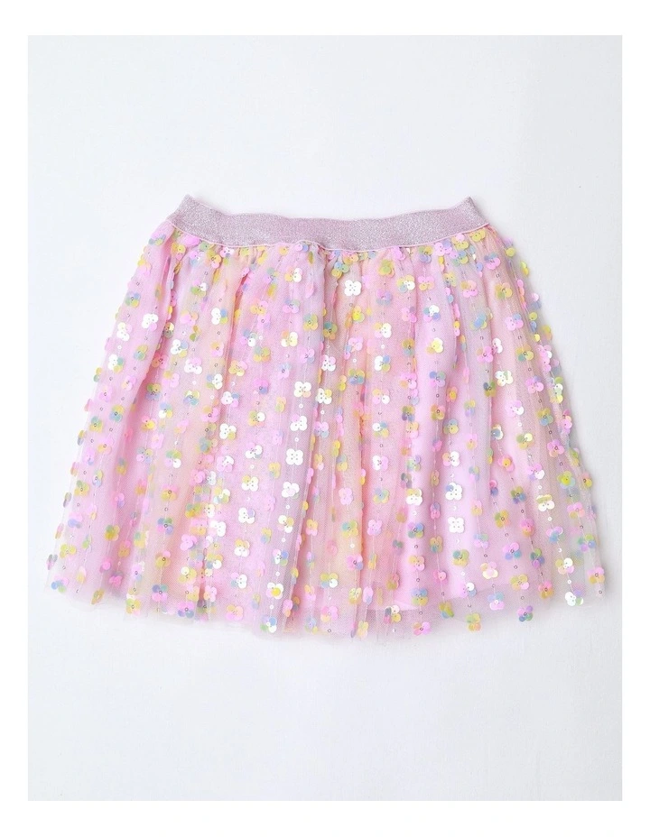 Sequin Tulle Skirt in Rainbow image 1