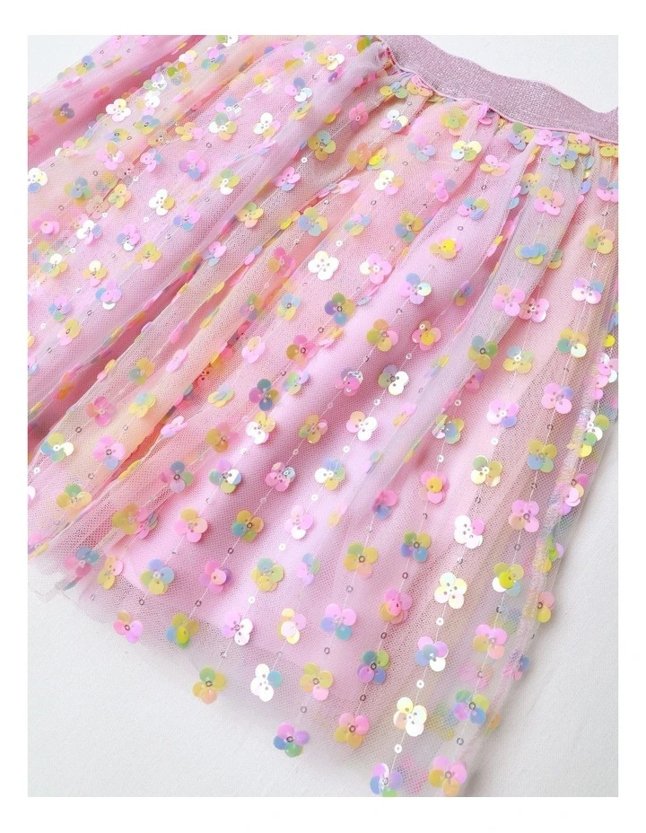 Sequin Tulle Skirt in Rainbow image 2
