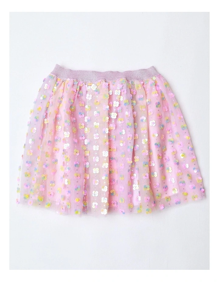 Sequin Tulle Skirt in Rainbow image 3