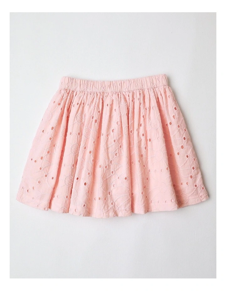Broiderie Skirt in Pink image 3