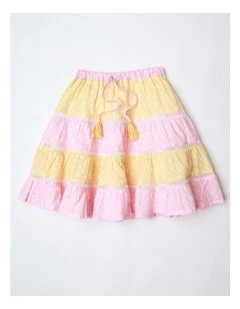 Ladder Lace Skirt in Pink and Yellow
