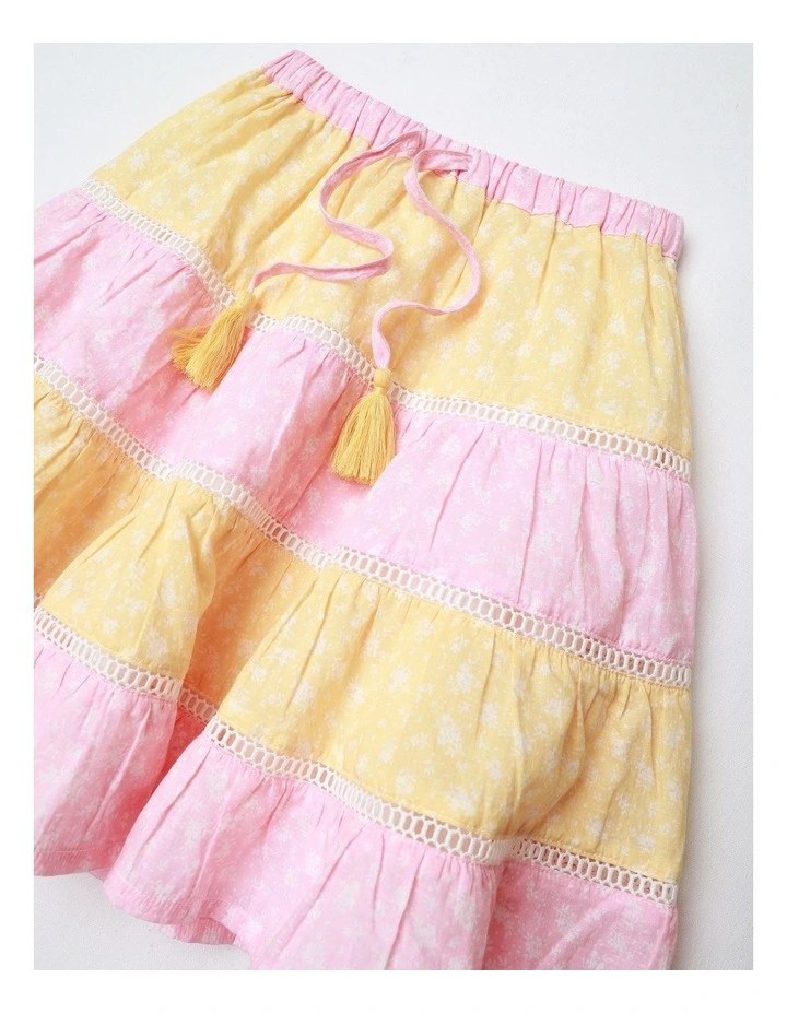 Ladder Lace Skirt in Pink and Yellow image 2