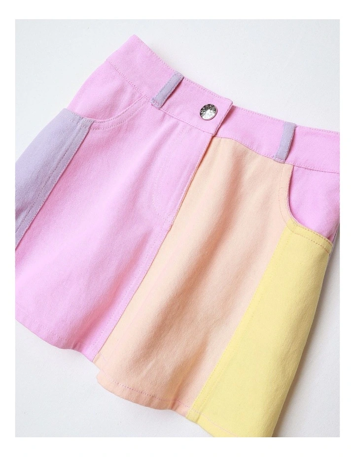 Colourblock Denim Skirt in Rainbow image 2