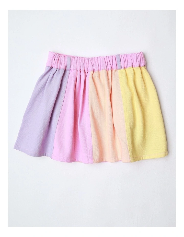 Colourblock Denim Skirt in Rainbow image 3