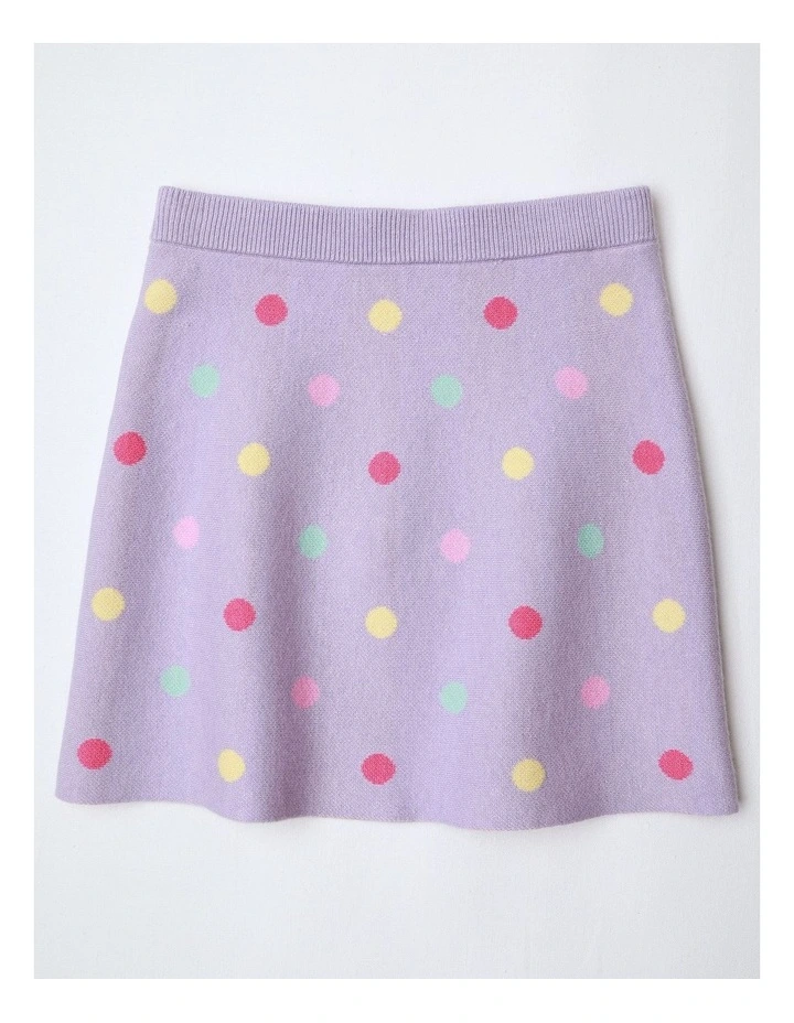 Polka Dot Knit Skirt in Lilac image 1