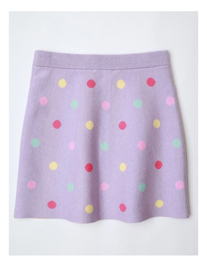 Polka Dot Knit Skirt in Lilac image 3
