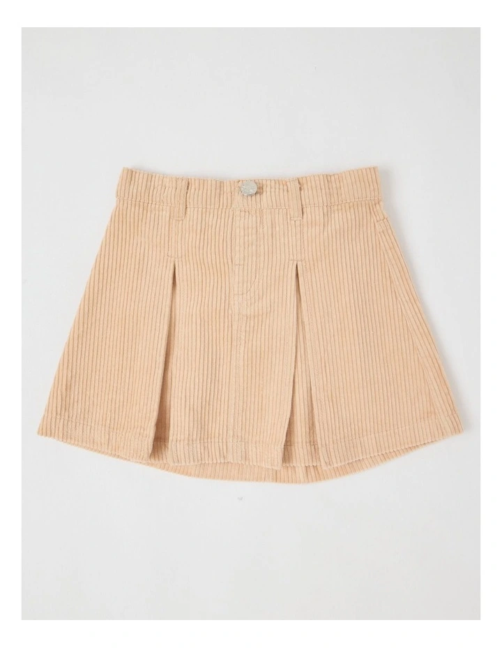 Cord Pleated Skirt in Brown image 1