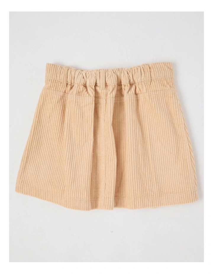 Cord Pleated Skirt in Brown image 3