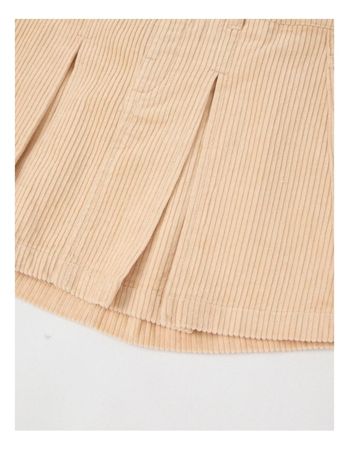 Cord Pleated Skirt in Brown image 4
