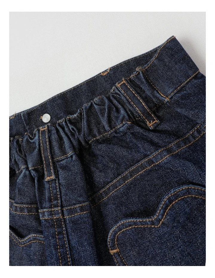 Denim Skirt with Embroidery in Glitter Denim image 4