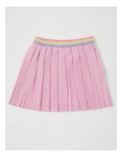 Pleated Knit Skirt in Pink