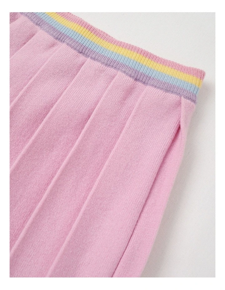 Pleated Knit Skirt in Pink image 2