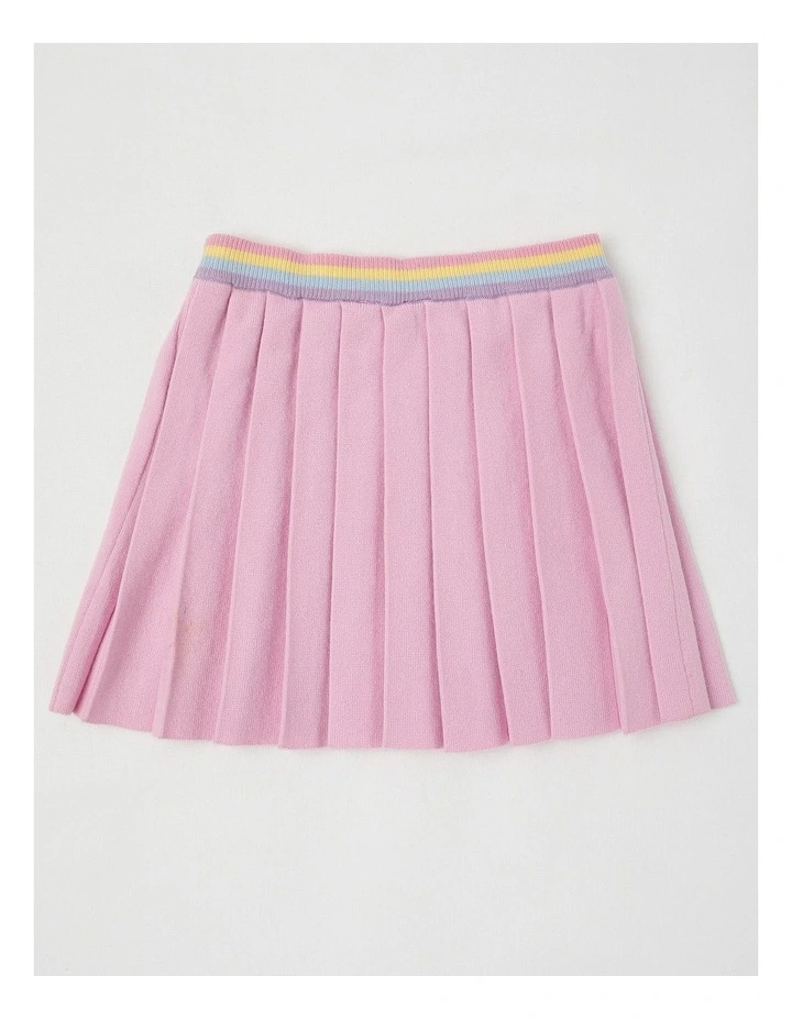 Pleated Knit Skirt in Pink image 3