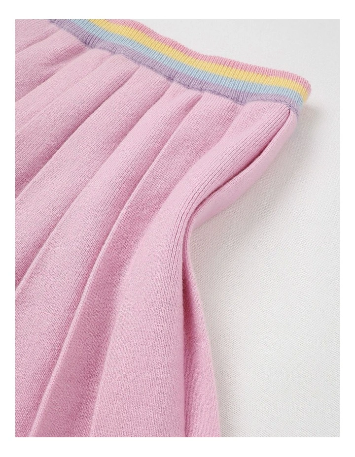 Pleated Knit Skirt in Pink image 4
