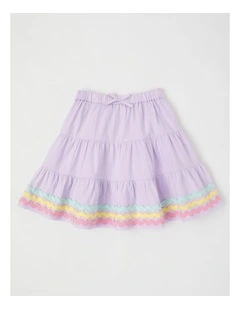Tiered Skirt With Bow & Ric Rac Trim in Purple