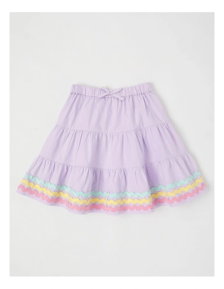 Tiered Skirt With Bow & Ric Rac Trim in Purple image 1