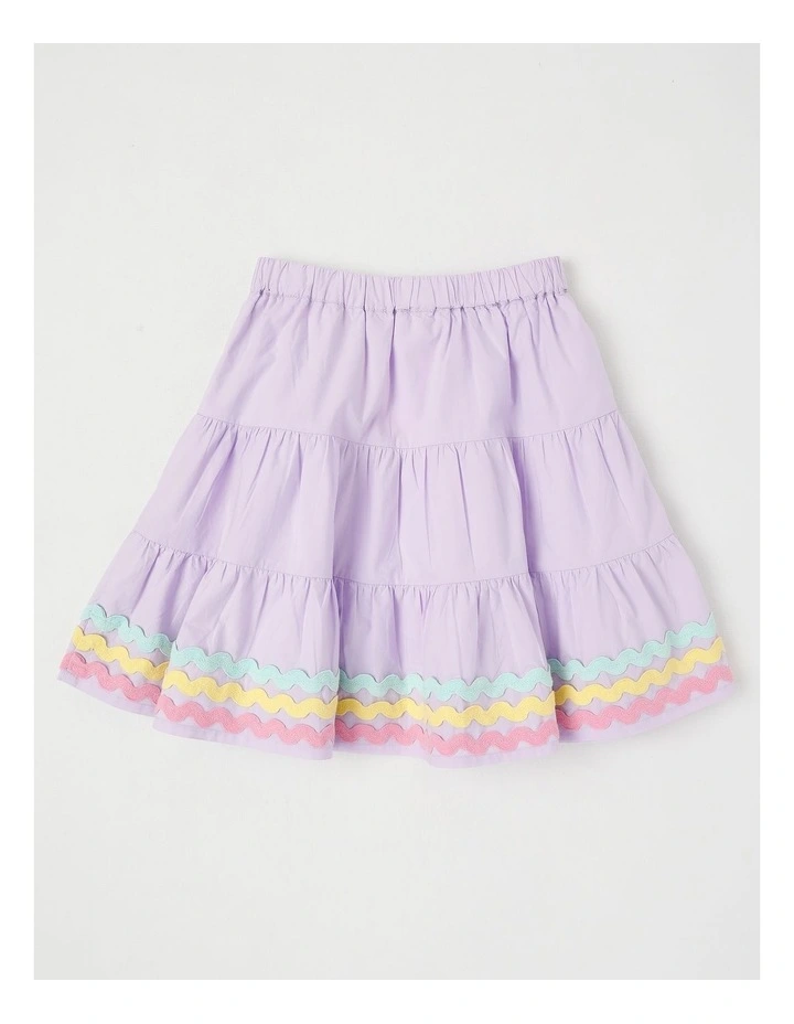 Tiered Skirt With Bow & Ric Rac Trim in Purple image 3