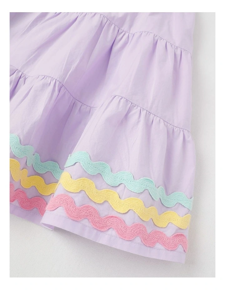 Tiered Skirt With Bow & Ric Rac Trim in Purple image 4