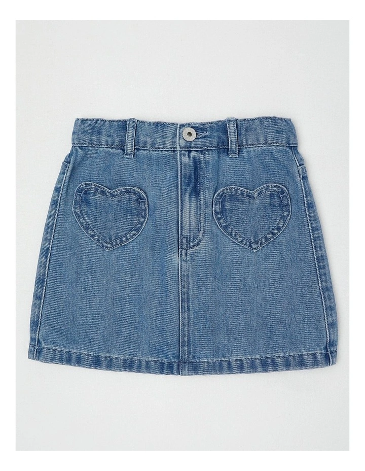 Denim Skirt with Heart Pockets in Light Denim image 1