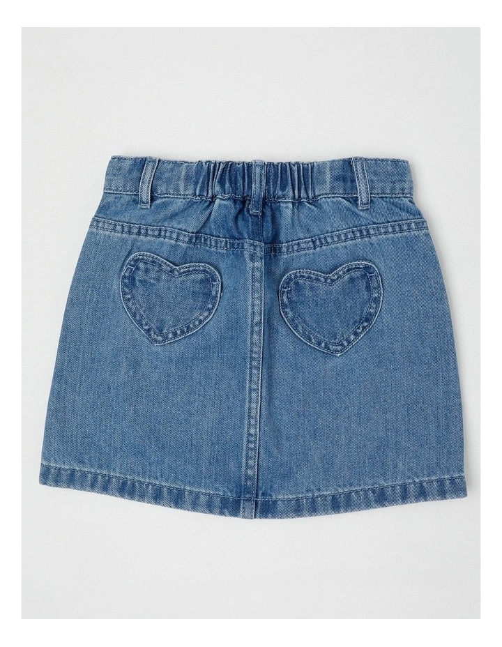 Denim Skirt with Heart Pockets in Light Denim image 3