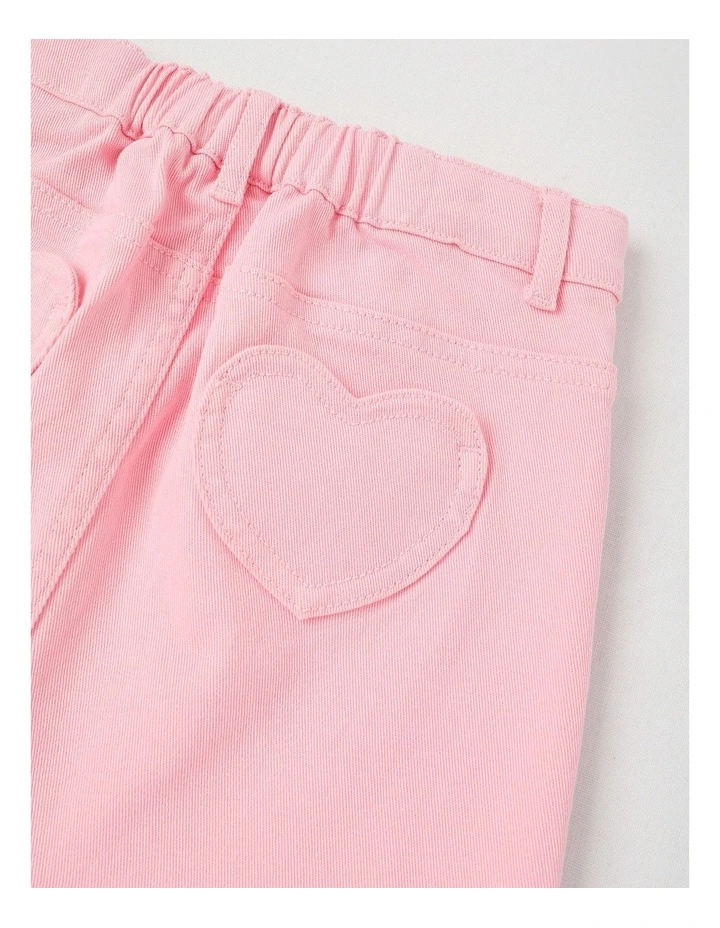Denim Skirt with Heart Pockets in Pink image 4