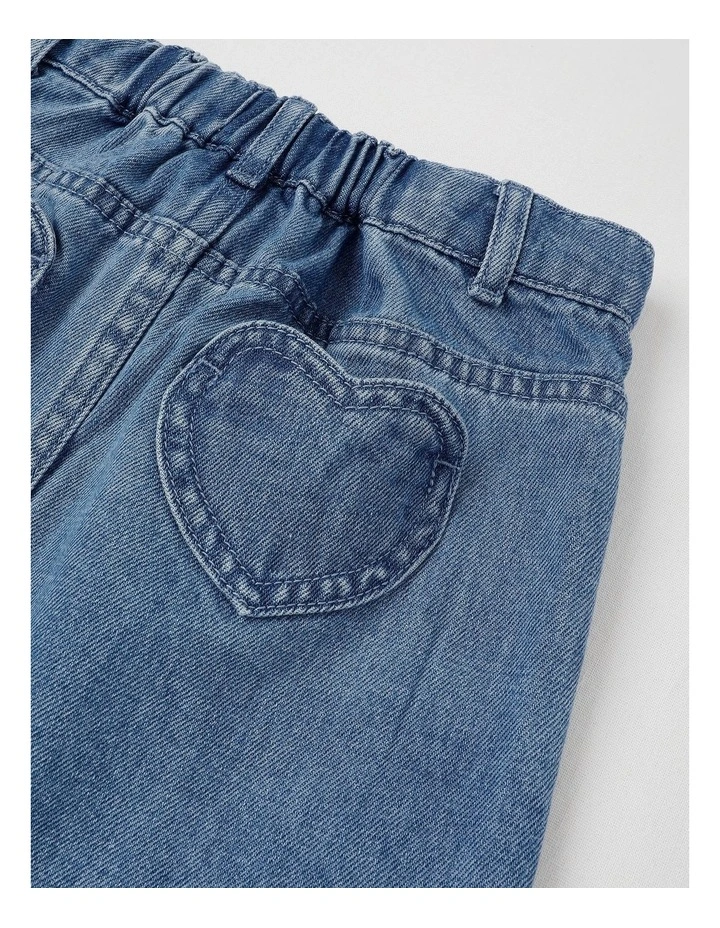 Denim Skirt with Heart Pockets in Mid Denim image 4