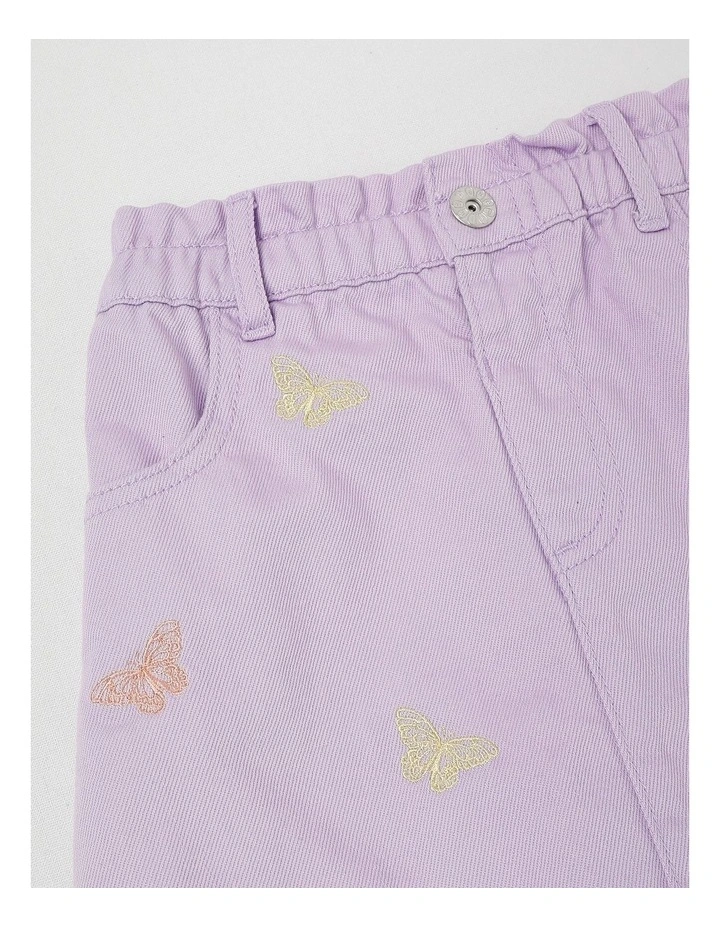 Paperbag Waist Skirt With Embroidery in Butterflies/Lilac image 4