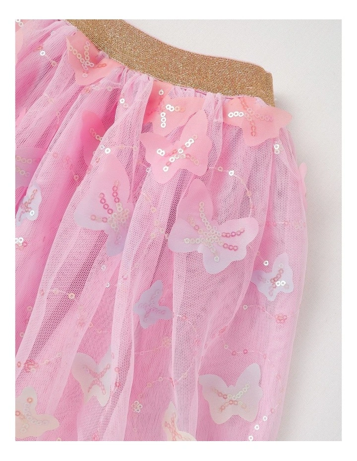 Applique Tulle Skirt with Lurex Elastic Wasitband in Butterflies/Rainbow image 4