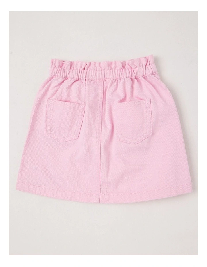 Paperbag Waist Skirt With Embroidery in Daisies/Pink image 3