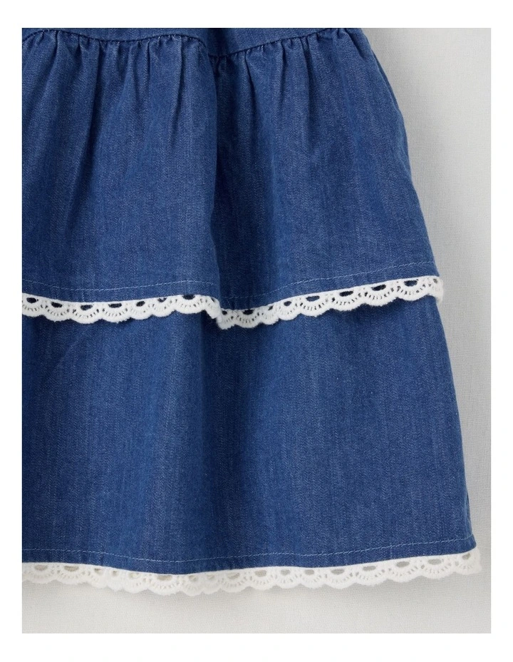 Peplum Ruffle Skirt in Mid Denim image 4